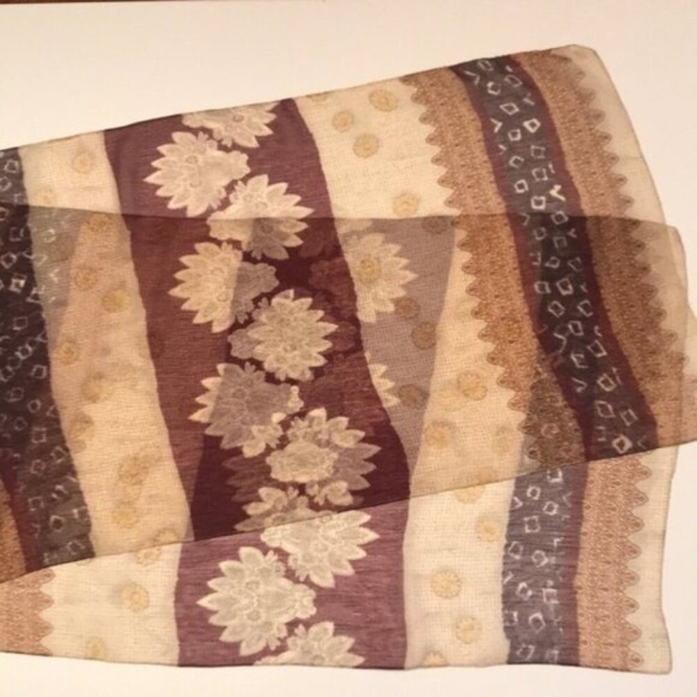 🌸🌀 Vintage Multicolor Floral & Geometric Sheer Scarf | The Limited 🌀🌸